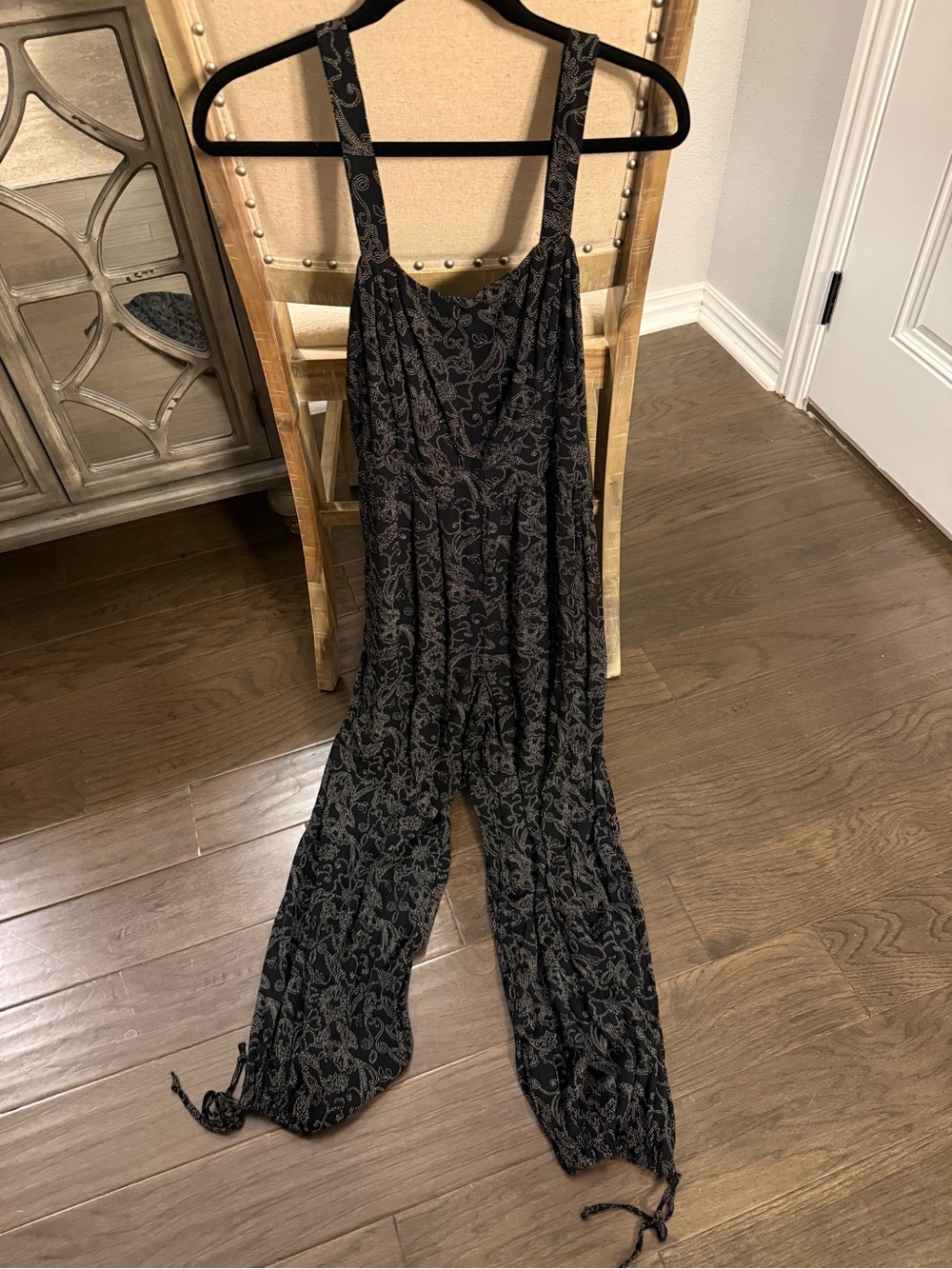 Universal Thread Black Floral-Print Wide-Leg Jumpsuit